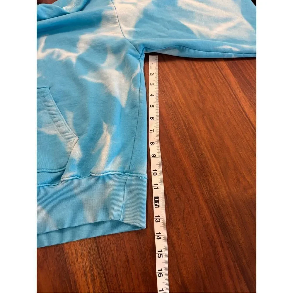 MNML Men’s Blue White Tie Dye Long Sleeve Pullover Sweatshirt Hoodie Size Small
